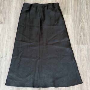 Babaton Silk Black Midi Skirt